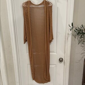 Brown Knit Open Cardigan